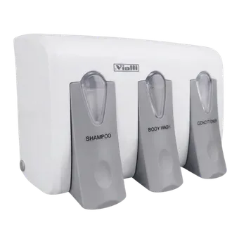 Dreifachspender für Shampoo, Duschgel und Conditioner  175 ml. x3 (Weiß)
