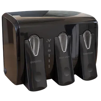 Dreifachspender für Shampoo, Duschgel und Conditioner  175 ml.x3 (Schwarz)